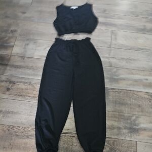 HYFVE Black Women's Track Pants & Crop Top Set